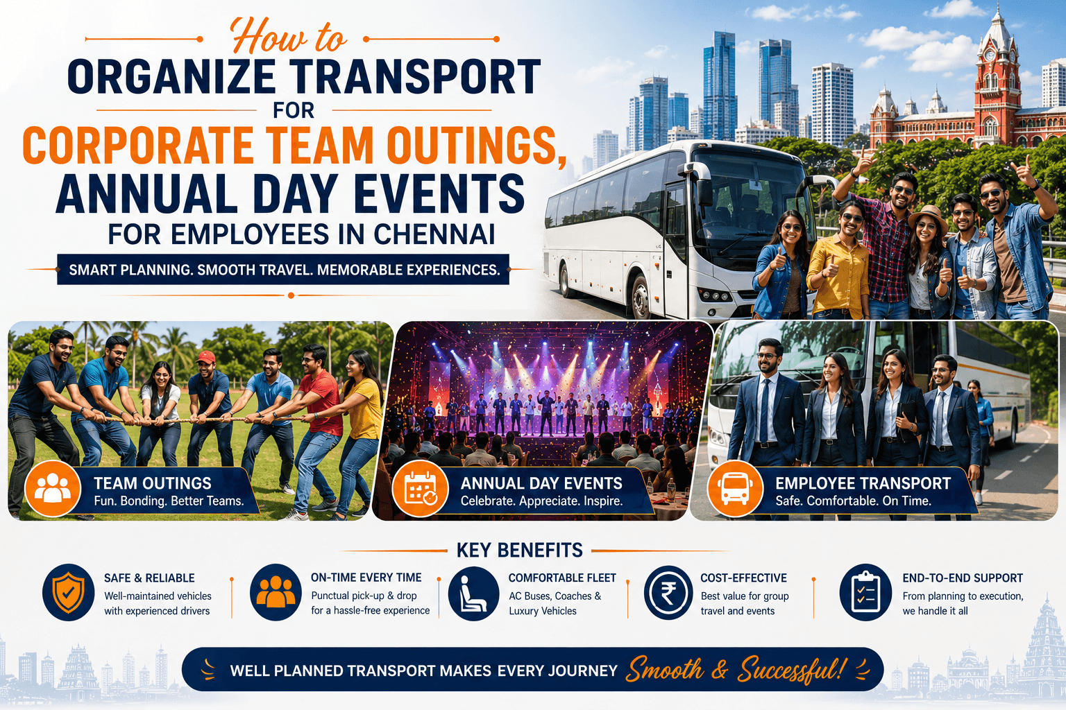 How to Organize Transport for Corporate Team Outings and Annual Day for Employees in Chennai